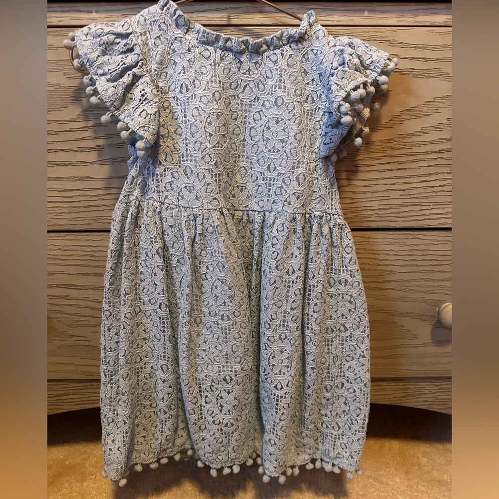 Charming Blue Lace Kids Dress